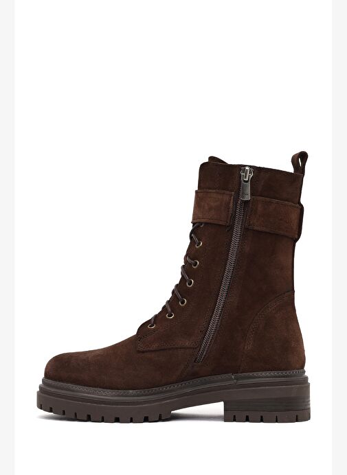 Kadın Kahverengi Fermuarlı Süet Deri Bot 25WFD183110 - Görsel 3