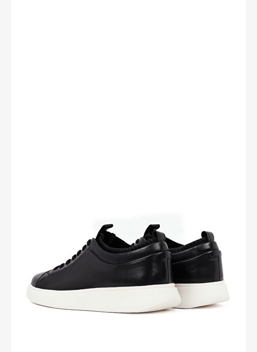 Erkek Siyah Bağcıklı Kalın Tabanlı Deri Sneaker 25WFD693618 - Görsel 6