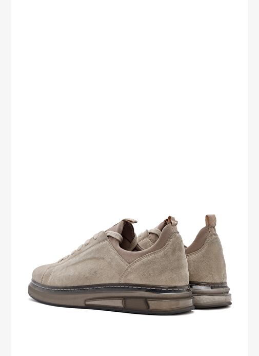 Erkek Bej Bağcıklı Süet Deri Sneaker 25WFD633110 - Görsel 6