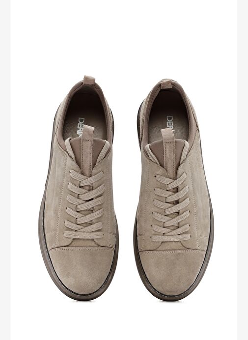 Erkek Bej Bağcıklı Süet Deri Sneaker 25WFD633110 - Görsel 8