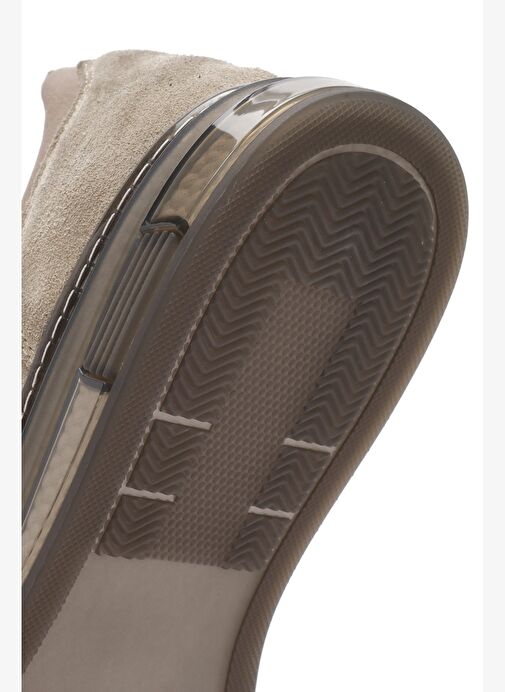 Erkek Bej Bağcıklı Süet Deri Sneaker 25WFD633110 - Görsel 9