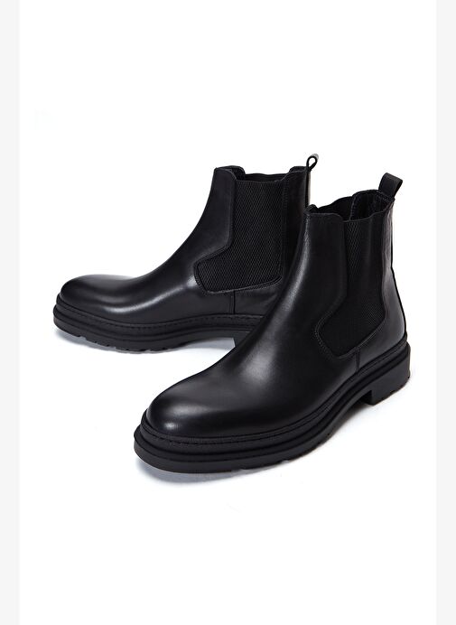 Erkek Siyah Deri Chelsea Bot 25WFD630118 - Görsel 4