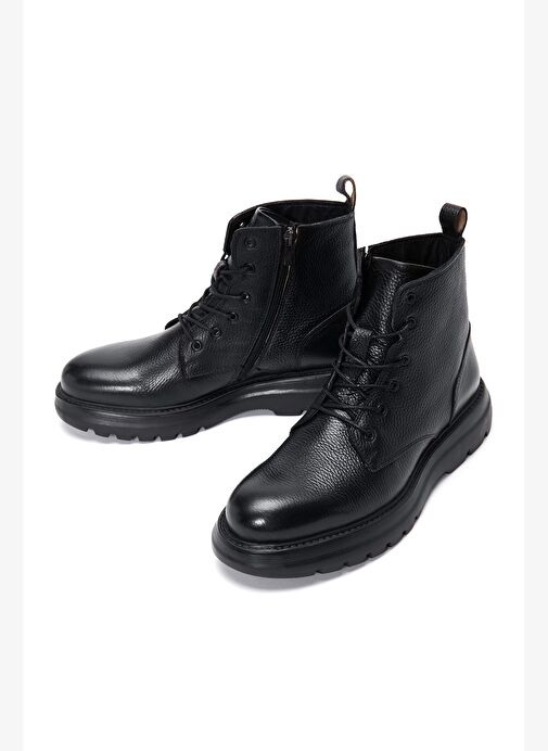 Erkek Siyah Bağcıklı Deri Casual Bot 25WFD6306FT - Görsel 4