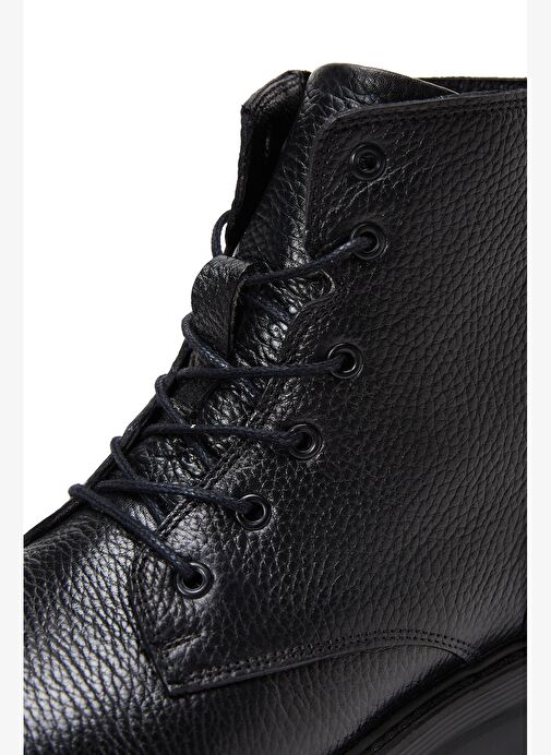 Erkek Siyah Bağcıklı Deri Casual Bot 25WFD6306FT - Görsel 9