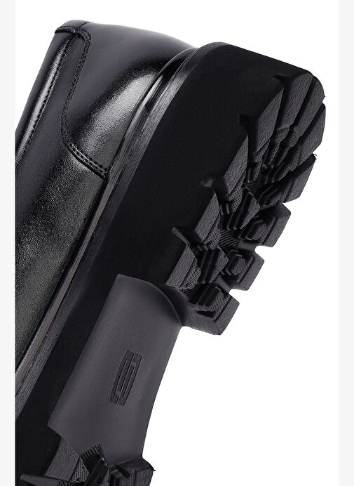 Erkek Siyah Bağcıklı Kalın Tabanlı Deri Casual Ayakkabı 25WFD695218 - Görsel 9