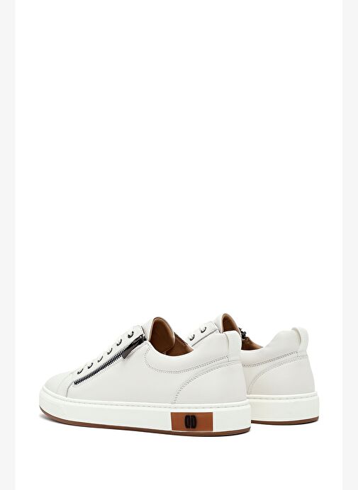 Erkek Beyaz Bağcıklı Deri Sneaker 25WFD697118 - Görsel 6