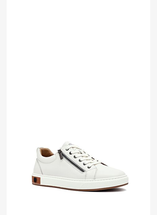 Erkek Beyaz Bağcıklı Deri Sneaker 25WFD697118 - Görsel 7