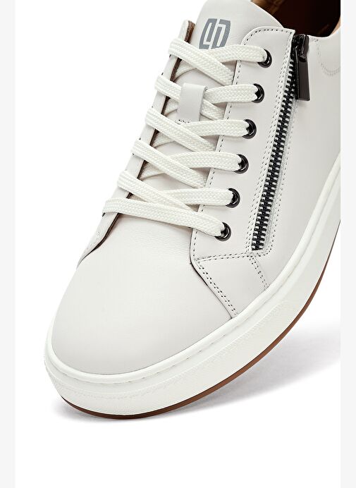 Erkek Beyaz Bağcıklı Deri Sneaker 25WFD697118 - Görsel 9