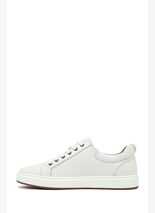 Erkek Beyaz Bağcıklı Deri Sneaker 25WFD697118 - Görsel 3