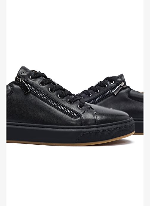 Erkek Beyaz Bağcıklı Deri Sneaker 25WFD697118 - Görsel 9