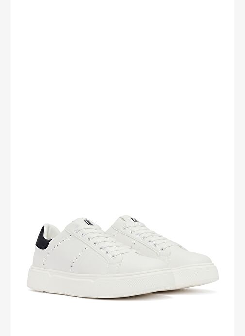 Erkek Beyaz Bağcıklı Kalın Tabanlı Sneaker 25WFD6945PV - Görsel 4