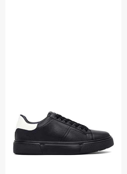 Erkek Siyah Bağcıklı Kalın Tabanlı Sneaker 25WFD6945PV - Görsel 2