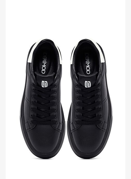 Erkek Siyah Bağcıklı Kalın Tabanlı Sneaker 25WFD6945PV - Görsel 8