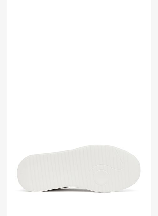 Erkek Beyaz Bağcıklı Kalın Tabanlı Deri Sneaker 25WFD694318 - Görsel 5