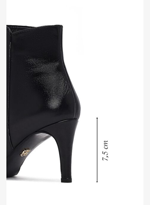 Kadın Siyah Fermuarlı İnce Topuklu Deri Bot 25WFD161118 - Görsel 3