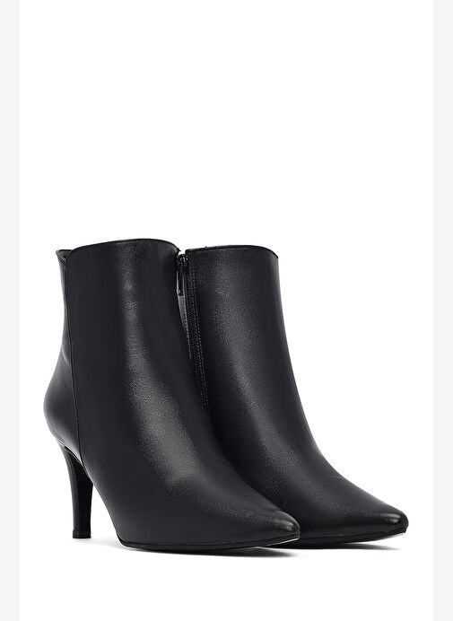 Kadın Siyah Fermuarlı İnce Topuklu Deri Bot 25WFD161118 - Görsel 6