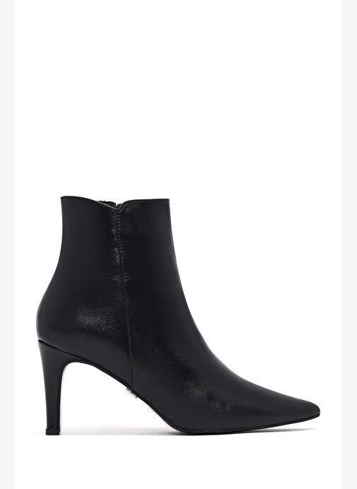 Kadın Siyah Fermuarlı İnce Topuklu Deri Bot 25WFD161118 - Görsel 2