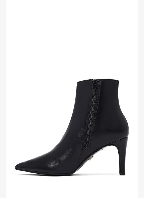 Kadın Siyah Fermuarlı İnce Topuklu Deri Bot 25WFD161118 - Görsel 5
