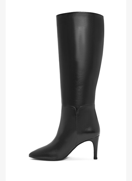 Kadın Siyah İnce Yüksek Topuklu Deri Çizme 25WFD161418 - Görsel 5
