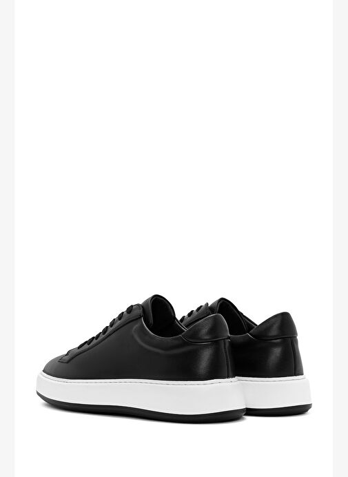 Erkek Siyah Bağcıklı Deri Sneaker 25WFD630718 - Görsel 4