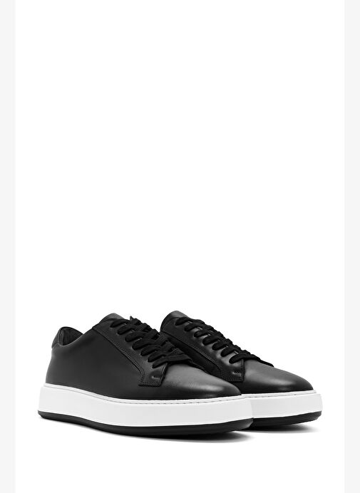 Erkek Siyah Bağcıklı Deri Sneaker 25WFD630718 - Görsel 3
