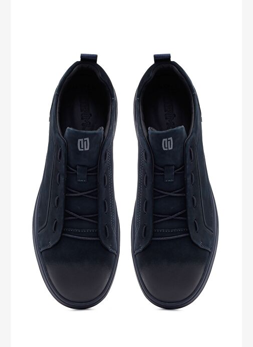 Erkek Lacivert Bağcıklı Nubuk Deri Sneaker 25WFD6970V3 - Görsel 8
