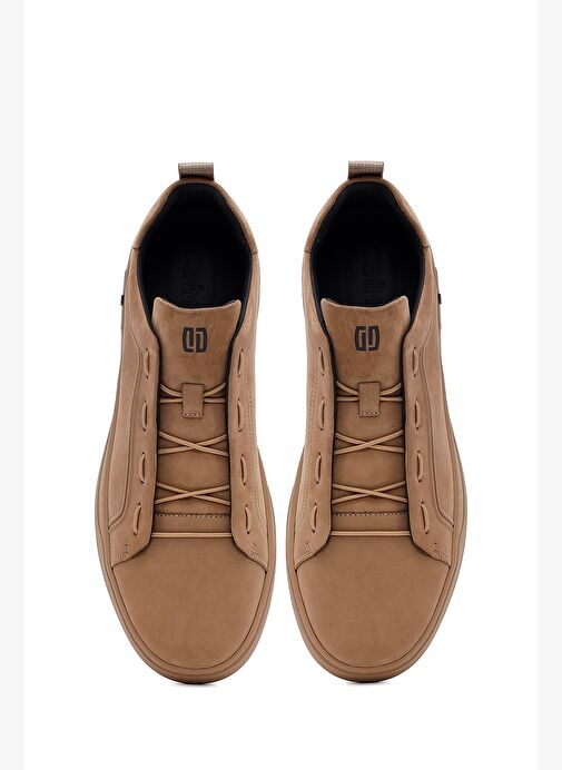 Erkek Vizon Bağcıklı Nubuk Deri Sneaker 25WFD6970V3 - Görsel 8
