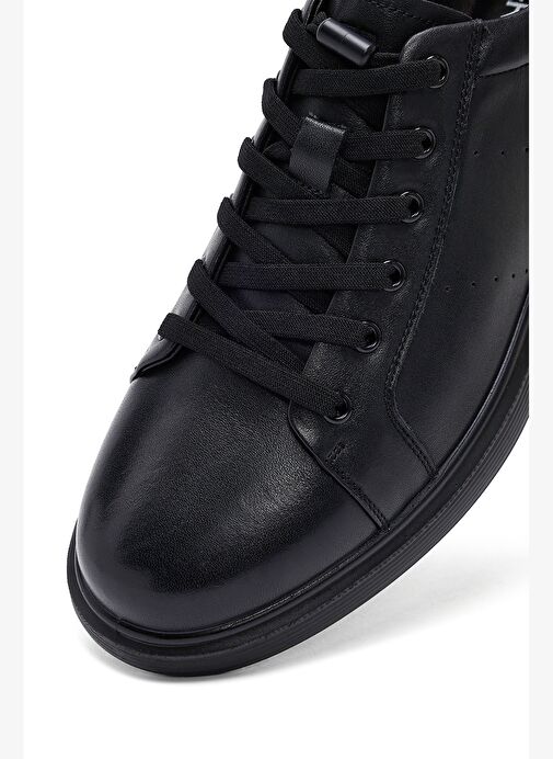 Erkek Siyah Bağcıklı Deri Sneaker 25WFD690018 - Görsel 9