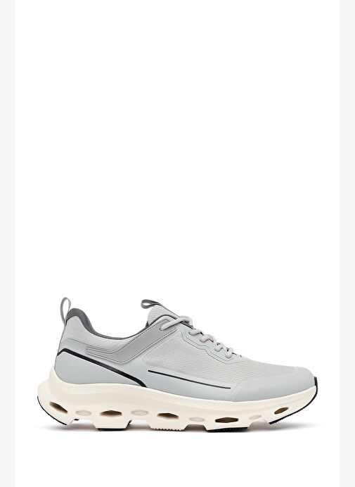 Erkek Gri Bağcıklı Kalın Tabanlı Kumaş Sneaker 25WFD69416F - Görsel 2