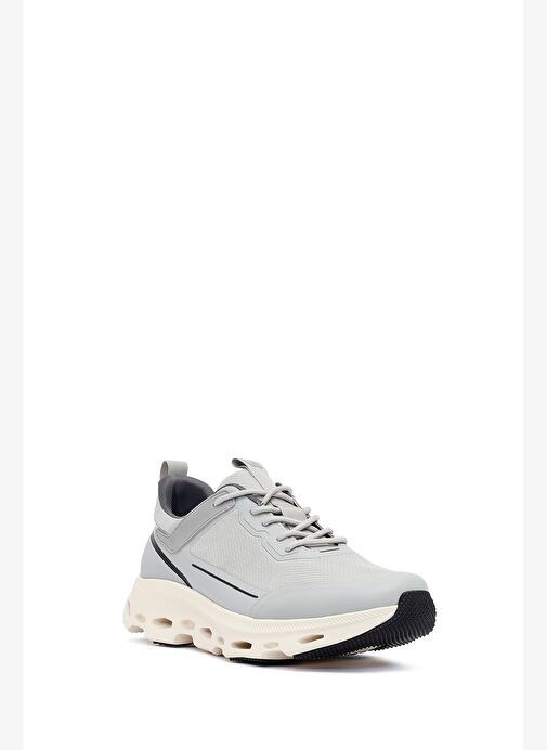 Erkek Gri Bağcıklı Kalın Tabanlı Kumaş Sneaker 25WFD69416F - Görsel 7