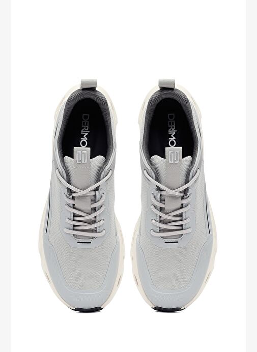 Erkek Gri Bağcıklı Kalın Tabanlı Kumaş Sneaker 25WFD69416F - Görsel 8