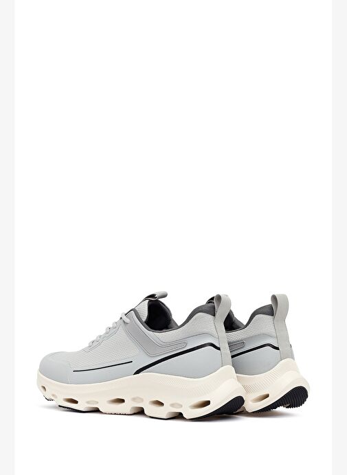 Erkek Gri Bağcıklı Kalın Tabanlı Kumaş Sneaker 25WFD69416F - Görsel 6