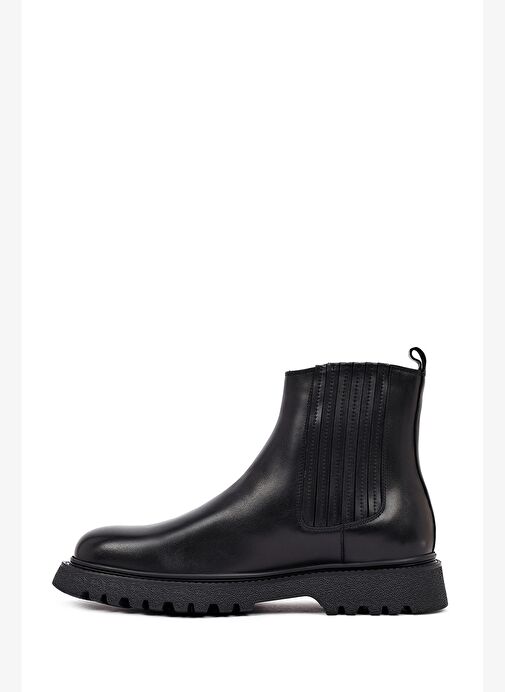 Erkek Siyah Kalın Tabanlı Deri Chelsea Bot 25WFD693718 - Görsel 3