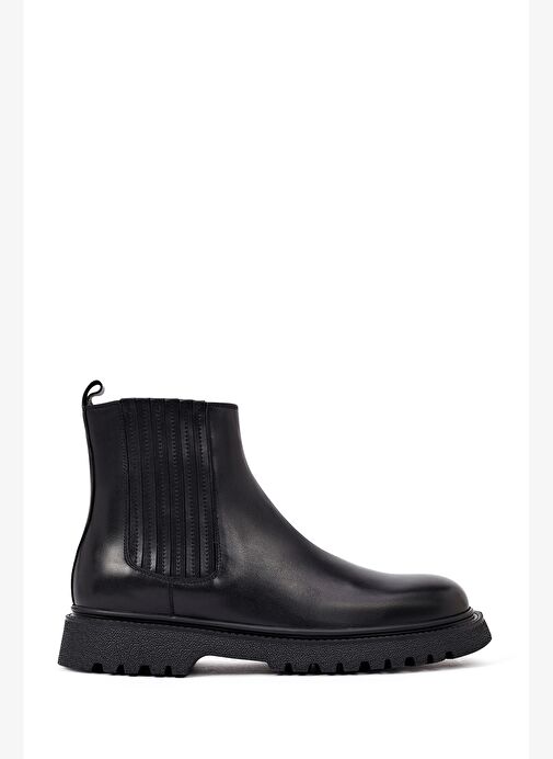 Erkek Siyah Kalın Tabanlı Deri Chelsea Bot 25WFD693718 - Görsel 2