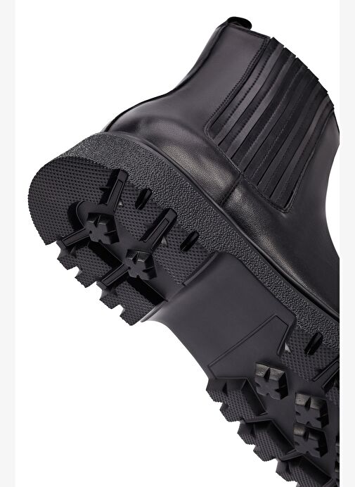 Erkek Siyah Kalın Tabanlı Deri Chelsea Bot 25WFD693718 - Görsel 9