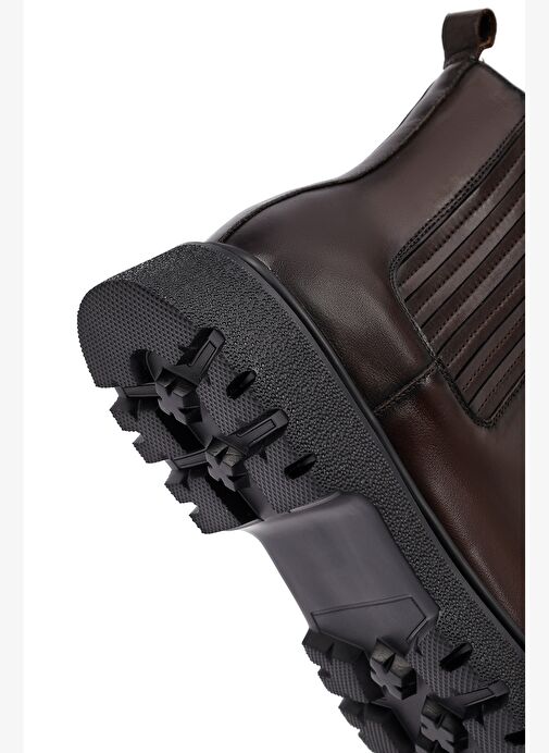 Erkek Kahverengi Kalın Tabanlı Deri Chelsea Bot 25WFD693718 - Görsel 9