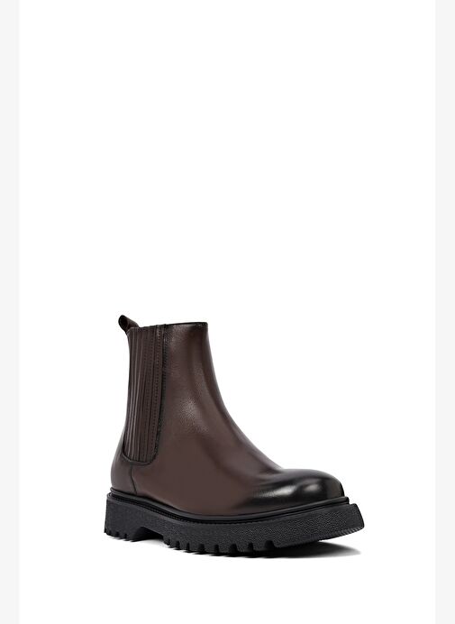 Erkek Kahverengi Kalın Tabanlı Deri Chelsea Bot 25WFD693718 - Görsel 8