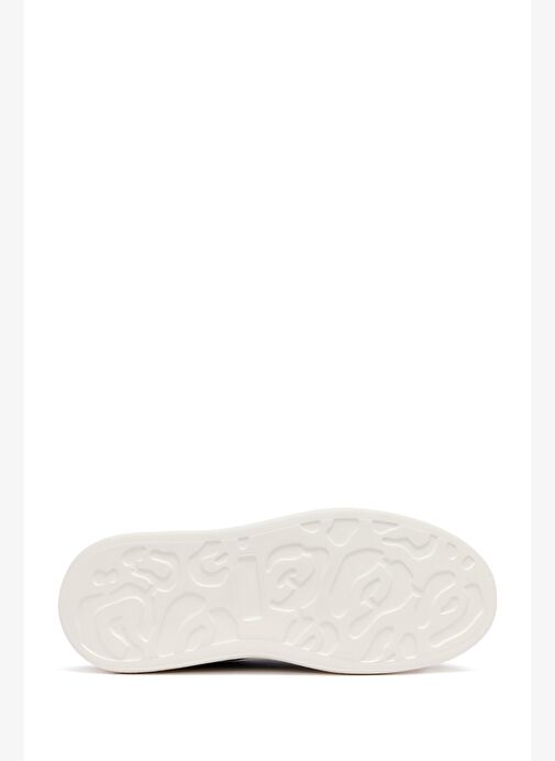 Erkek Lacivert Bağcıklı Kalın Tabanlı Deri Sneaker 25WFD690318 - Görsel 5