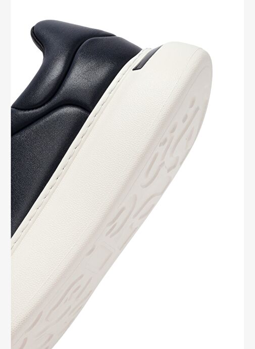 Erkek Lacivert Bağcıklı Kalın Tabanlı Deri Sneaker 25WFD690318 - Görsel 9