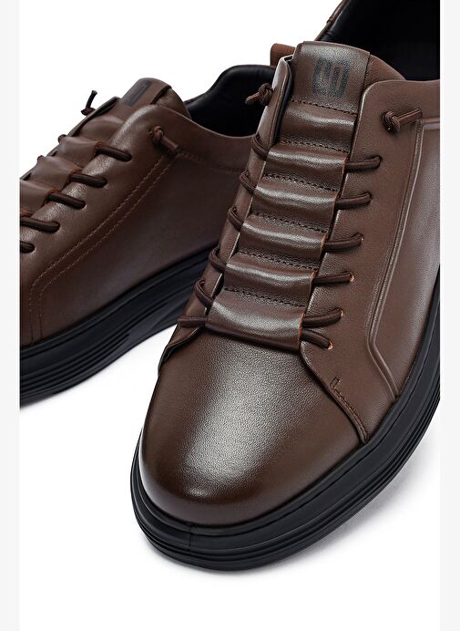 Erkek Kahverengi Bağcıklı Deri Sneaker 25WFD690518 - Görsel 9