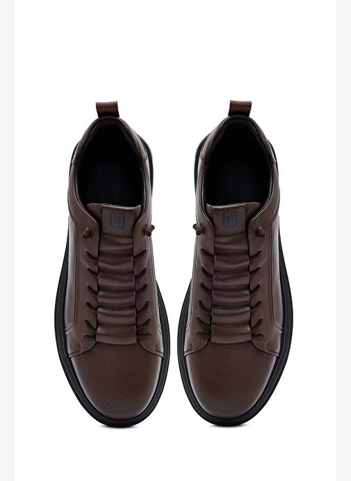 Erkek Kahverengi Bağcıklı Deri Sneaker 25WFD690518 - Görsel 8