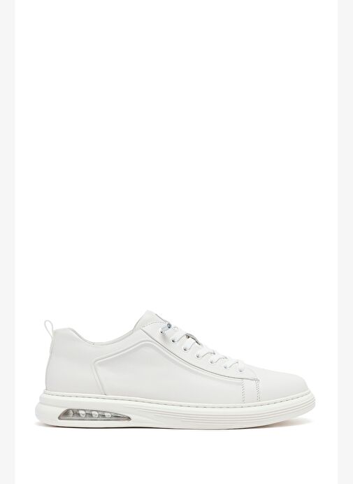 Erkek Beyaz Bağcıklı Deri Sneaker 25WFD692418 - Görsel 2