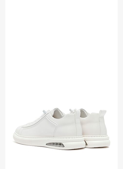 Erkek Beyaz Bağcıklı Deri Sneaker 25WFD692418 - Görsel 6