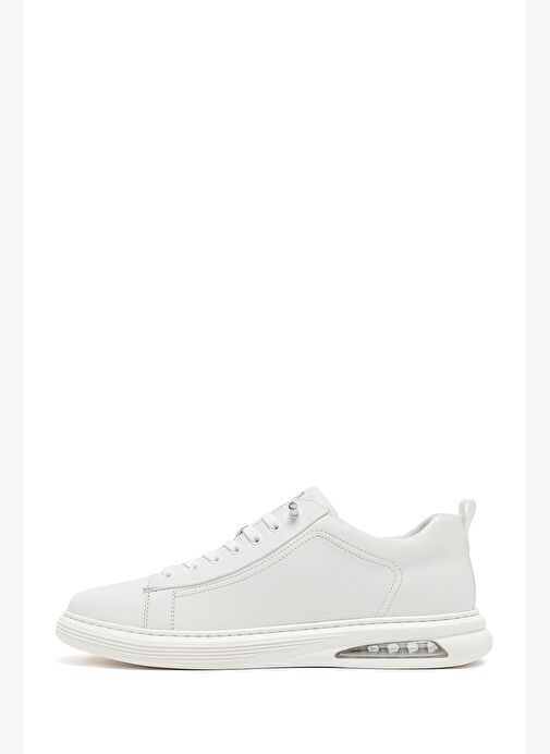 Erkek Beyaz Bağcıklı Deri Sneaker 25WFD692418 - Görsel 3