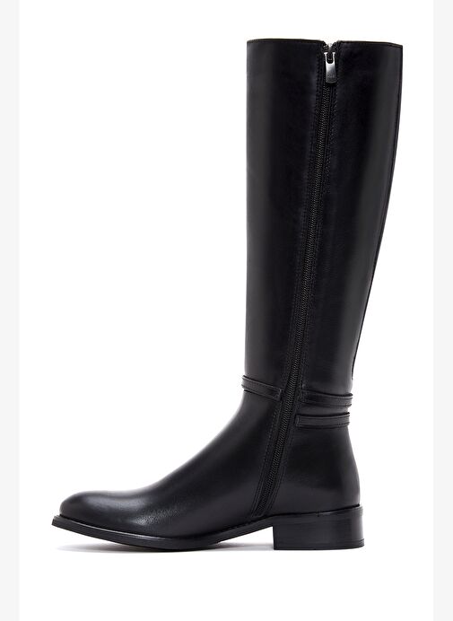 Kadın Siyah Fermuarlı Toka Detaylı Deri Çizme 25WFD280518 - Görsel 5