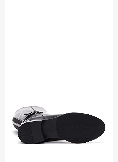 Kadın Siyah Fermuarlı Toka Detaylı Deri Çizme 25WFD280518 - Görsel 7