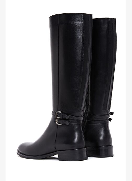 Kadın Siyah Fermuarlı Toka Detaylı Deri Çizme 25WFD280518 - Görsel 8