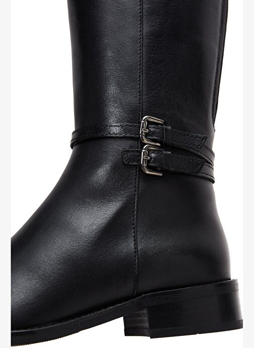 Kadın Siyah Fermuarlı Toka Detaylı Deri Çizme 25WFD280518 - Görsel 9