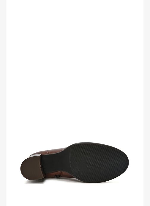 Kadın Kahverengi Fermuarlı Kalın Topuklu Deri Çizme 25WFD281018 - Görsel 7