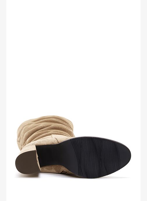 Kadın Taba Fermuarlı Kalın Topuklu Süet Deri Çizme 25WFD281110 - Görsel 7